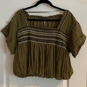 Free People Cropped Top with Embroidery - Size Large